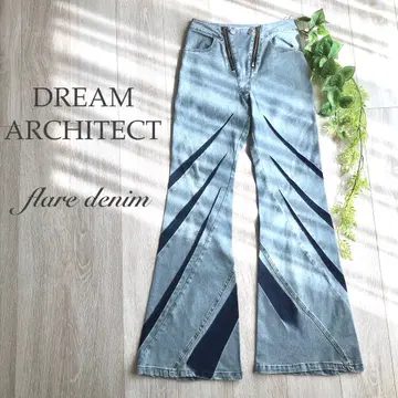 새상품급 DREAM ARCHITECT 플레어 데님 S 하이웨스트 벨보텀