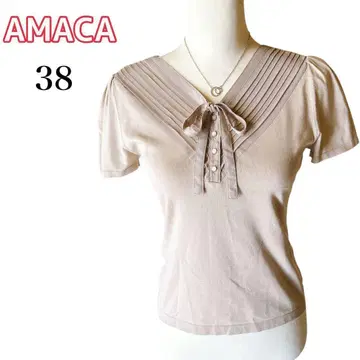 AMACA 반팔 톱스 컷소 리본 38 베이지 삼양상사
