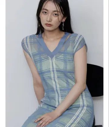 LAGUNAMOON 시어 체크 니트 원피스