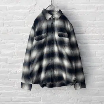 JACHS 옴브레 체크 네르 셔츠 장소매 셔츠 남성용 XL 사이즈