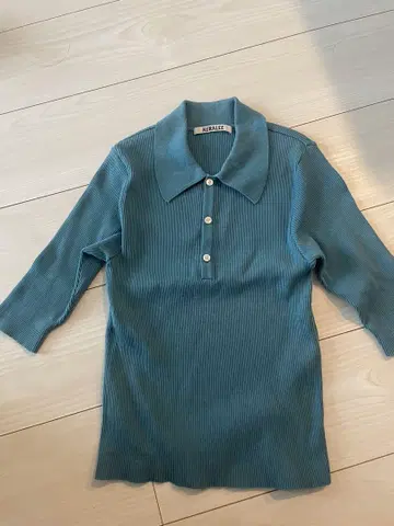 AURALEE GIZA HIGH GAUGE RIB KNIT POLO