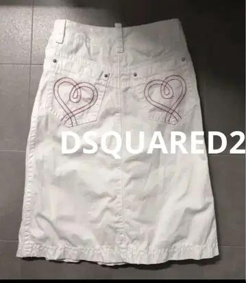 DSQUARED2 쿠아레드 하트 패턴 코튼 스커트 화이트