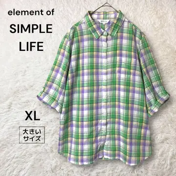 element of SIMPLE LIFE 체크 셔츠 오부소매 XL 그린