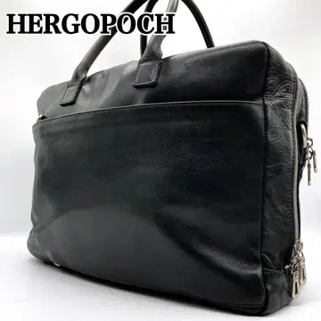 HERGOPOCH 2층식 비즈니스 백 다크 그린 가죽 2way