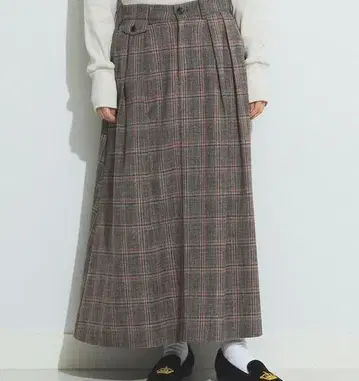 BEAMS BOY 2중 주름 플리츠 스커트 체크 패턴