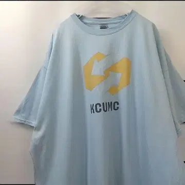 GILDAN KCUMC 프린트 빅 사이즈 티셔츠 하늘색 2XL 중고품