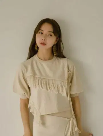 선착순 eaphi fringe layered tops ivory