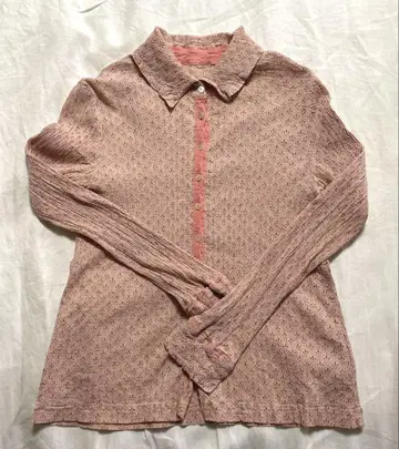 츠모리 치사토 크레프리 셔츠 블라우스 코랄 베이지 핑크