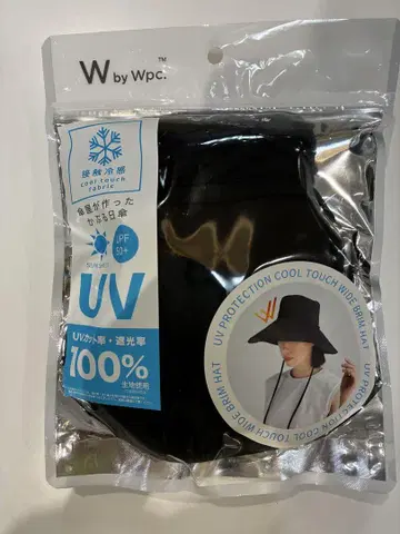 Wpc. UV 차단 접촉 시 시원한 느낌의 넓은 챙 모자 블랙