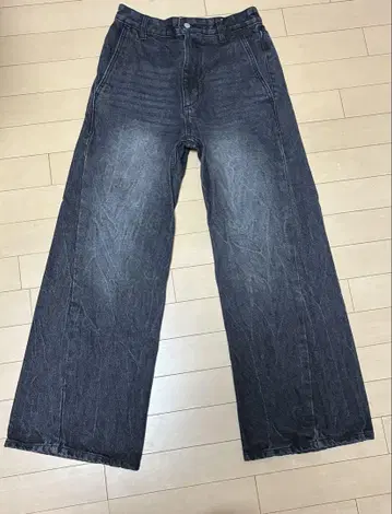 WYM LIDNM CURVED FLARE DENIM SLACKS