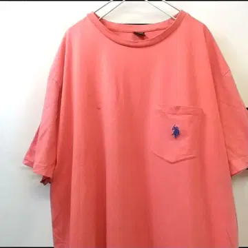 U.S. POLO ASSN. 로고 자수 티셔츠 핑크 2XL 구제 의류