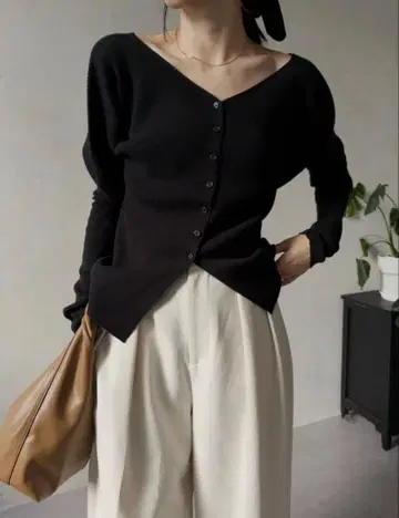카슈레마쥬 V넥 퍼프 가디건