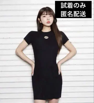 [ 새상품급 완판템 ] Darich 다리치 엠블럼 리브 니트 미니 원피스