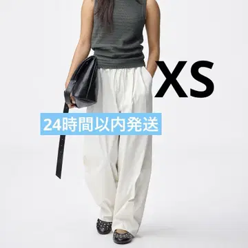 배럴 레그 풀온 팬츠 GU 화이트 XS