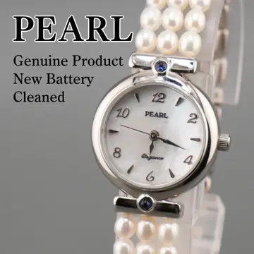 사용 중 PEARL ELEGANCE 쉘 다이얼 시계 새 배터리 쿼츠