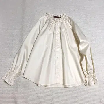 콩트와르 데코토니에 새틴 코튼 프릴 셔츠 개더 빅 사이즈 XL
