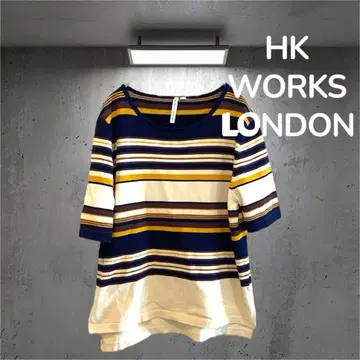 HK WORKS LONDON 상의 반팔 단순 스트라이프
