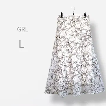 [GRL] 새상품급 럭셔리 롱 플레어 스커트 플라워 자수 허리밴딩