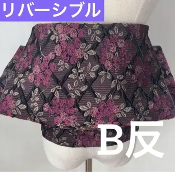성인 헤코오비 [ B반 ] 하나비시 마젠타 리버서블 반폭 오비 유카타