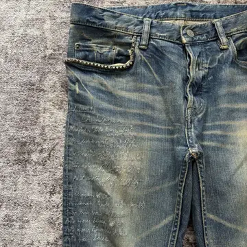 히스테릭 글래머 데님 자수 시 스터드 손상 가공