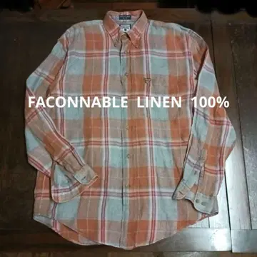 FACONNABLE 버튼다운 린넨 100% 체크 셔츠
