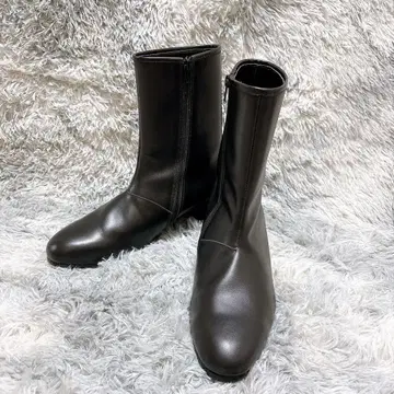 미사용급 HARE 천연 가죽 사이드 지퍼 힐 숏부츠 M BLACK