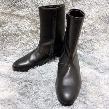 미사용급 HARE 천연 가죽 사이드 지퍼 힐 숏부츠 M BLACK