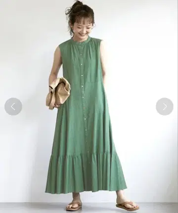 슬로브 이나 워셔블 노슬리브 플레어 원피스