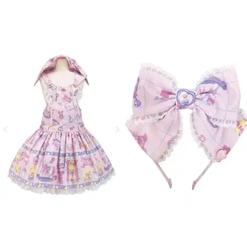 Angelic Pretty BabyToys 멜빵바지 머리띠 핑크