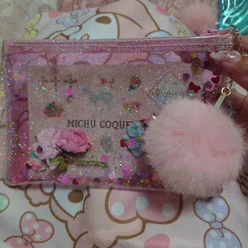 Michu coquette 핑크 클리어 파우치