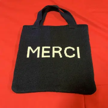 MERCI 로고 토트백 블랙