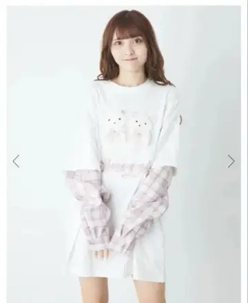 안크 루즈 두개 곰 캐릭터 롱 티셔츠 핑크 지뢰 계열 대량 생산형
