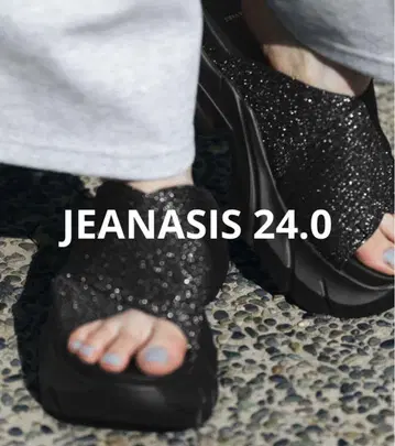 JEANASIS 크로스 라메 니트 샌들 블랙 24.0