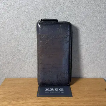 정가 203,000엔 벨루티 이타우바 스크릿 레더 장지갑 블루 그레이