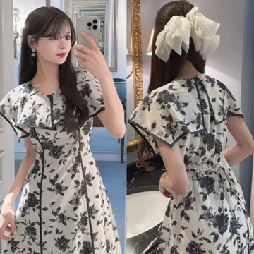 GRL 러플 칼라 꽃무늬 원피스 [pm583]