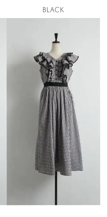 toccocloset 플라워 모티브 단추 프릴 깅엄 체크 원피스