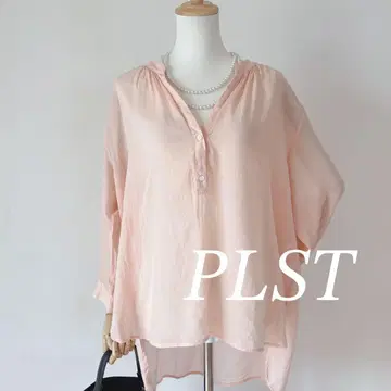 극미품 PLST 플라스테 시스루 블라우스 셔츠 핑크