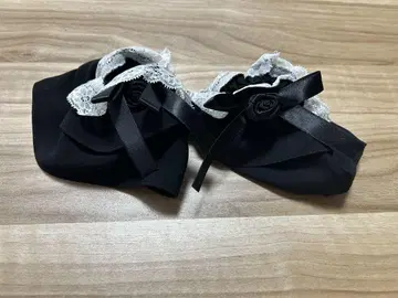 마블 장미 2단 프릴 암밴드: 블랙 x 검은 장미 x 화이트 레이스