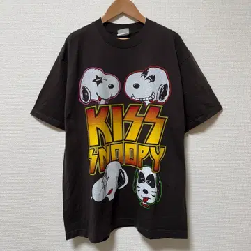 키스 티셔츠 L 블랙 스누피 KISS SNOOPY 반팔 티셔츠