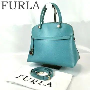 미품 FURLA 풀라 파이퍼 2웨이 핸드백 숄더 스트랩 포함 블루