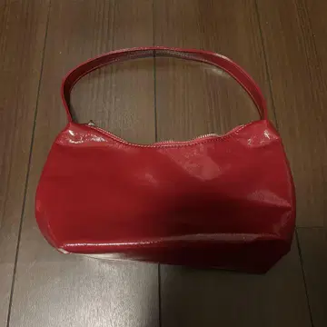 빨강 합성 가죽 핸드백
