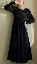melting gather dress / black