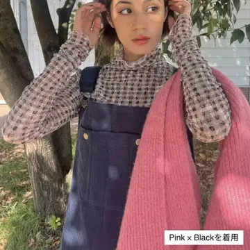 알리슨 브라운 깅엄 체크 츄르 톱스 핑크 시스루