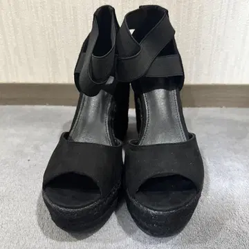 샌들 여성용 블랙 웨지솔 23.5cm