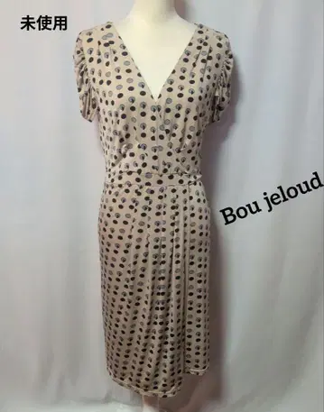 미사용 Bou jeloud 물방울 패턴 베이지 무릎 기장 카슈쿨 원피스