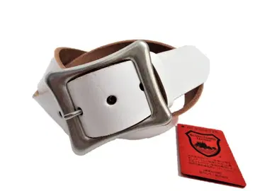 도치기 가죽 벨트 (백색) 니켈 배럴 도금 버클 40mm 폭 단일 가죽