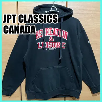 구제 의류 JPT 캐나다 자수 로고 풀오버 후드티 블랙 M