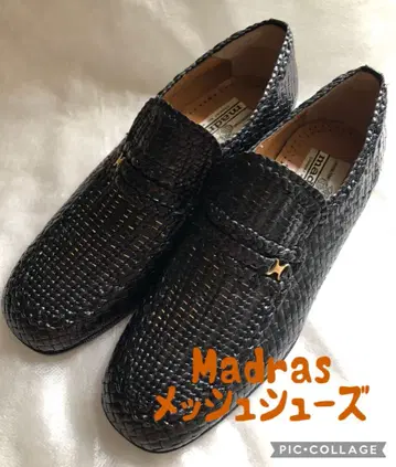 미사용품 빠른 발송 마드라스 메쉬 뜨개질 비즈니스 슈즈 블랙 일본제