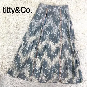 티티앤코. 그레이 컬러 꽃무늬 레이스 롱 큐롯 스커트