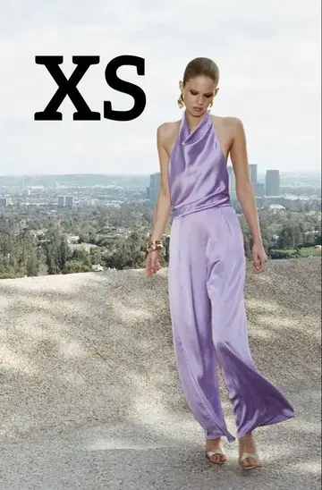 택 포함 새상품 ZARA 새틴 홀터넥 점프수트